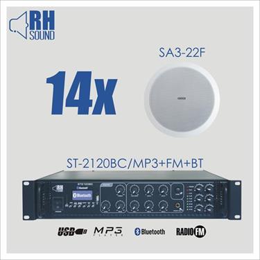 Nagłośnienie sufitowe RH SOUND ST-2120BC/MP3+FM+BT + 14x SA3-22F 