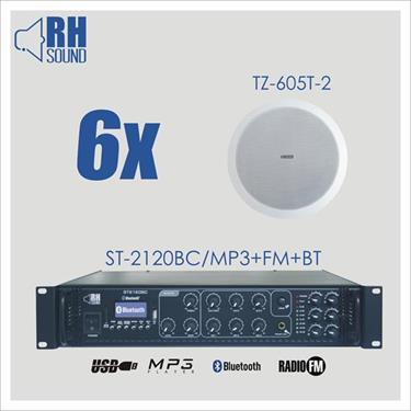 Nagłośnienie sufitowe RH SOUND ST-2120BC/MP3+FM+BT + 6x TZ-605T-2