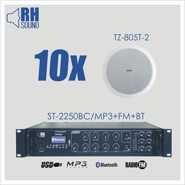Nagłośnienie sufitowe RH SOUND ST-2250BC/MP3+FM+BT + 10x TZ-805T-2