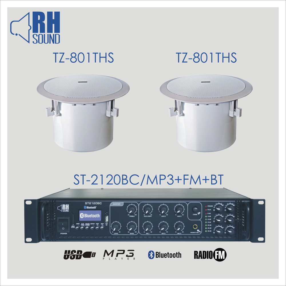 Nagłośnienie sufitowe RH SOUND ST-2120BC/MP3+FM+BT + 2x TZ-801THS