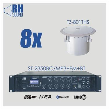 Nagłośnienie sufitowe RH SOUND ST-2350BC/MP3+FM+BT + 8x TZ-801THS