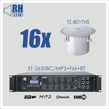 Nagłośnienie sufitowe RH SOUND ST-2650BC/MP3+FM+BT + 16x TZ-801THS