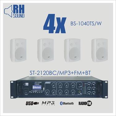 Nagłośnienie naścienne RH SOUND ST-2120BC/MP3+FM+BT +  4x BS-1040TS/W