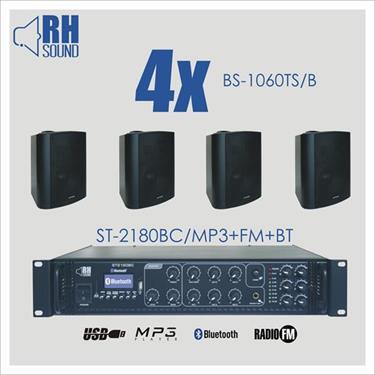 Nagłośnienie naścienne RH SOUND ST-2180BC/MP3+FM+BT + 4x BS-1060TS/B