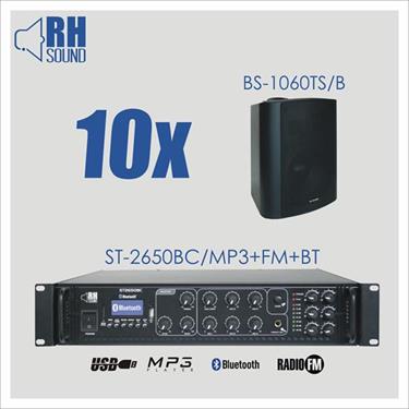 Nagłośnienie naścienne RH SOUND ST-2650BC/MP3+FM+BT + 10x BS-1060TS/B